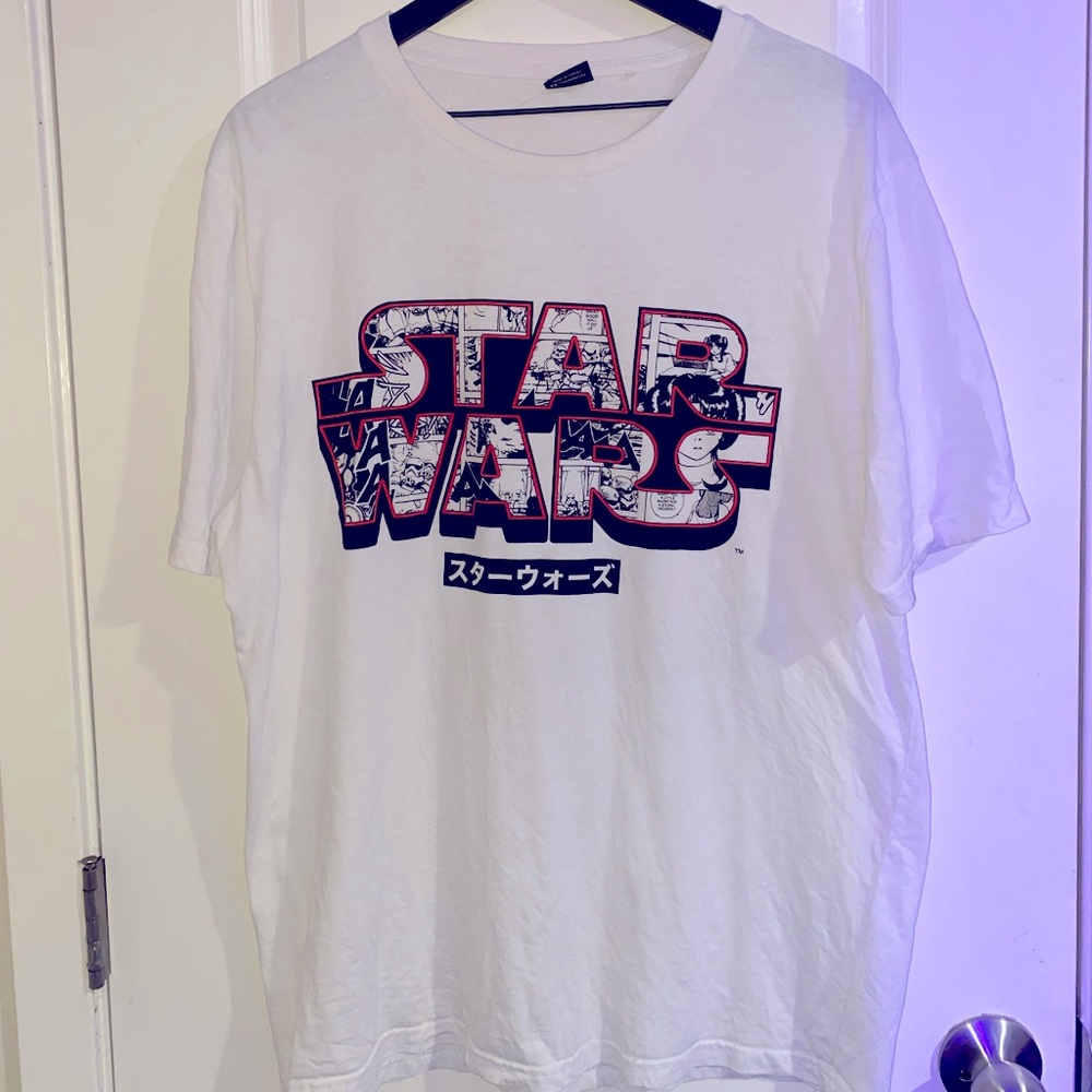 Star wars white graphic comic print